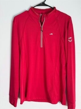 Women's Red Long-Sleeve Quarter-Zip Performance Top